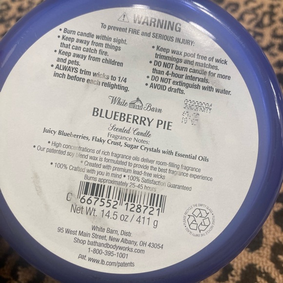 White Barn Blueberry Pie Candle - Blue and Silver - Picture 3 of 3